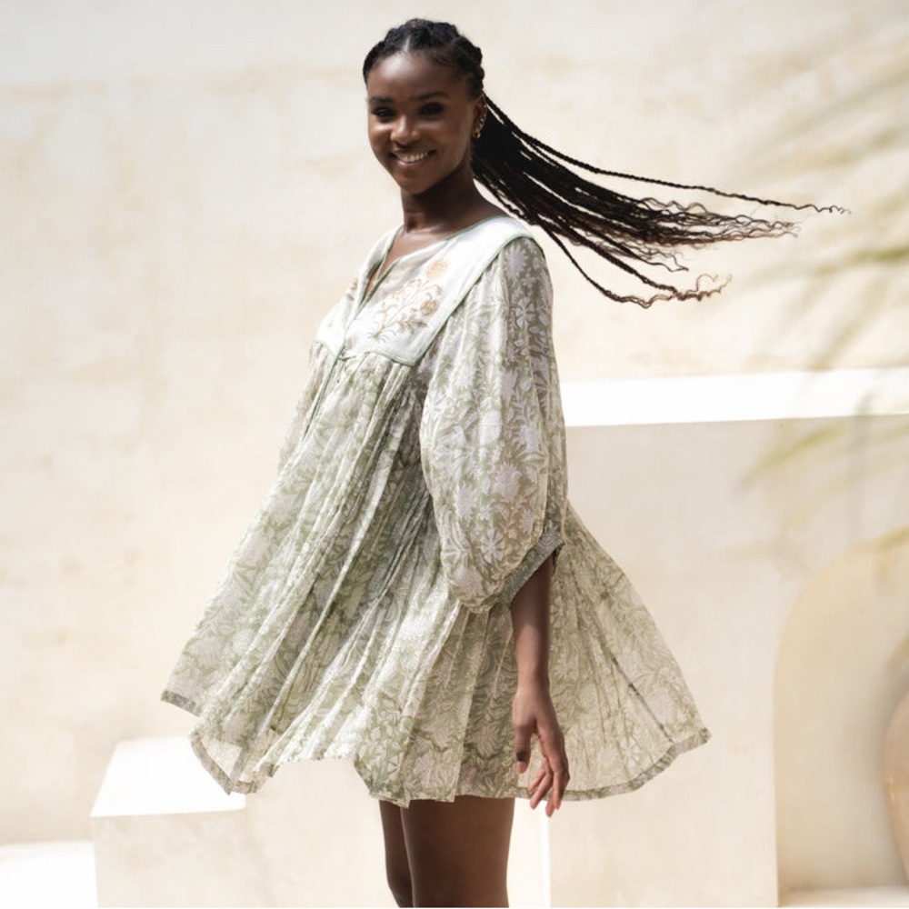 Diya Mini Dress ~ Pistachio - Picture 1 of 11